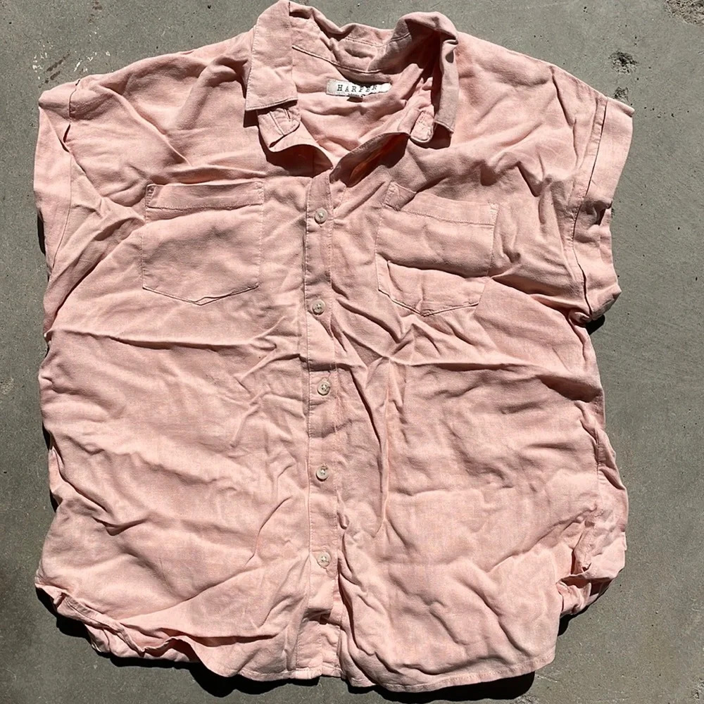 Harper - Linen Blent Split Back Tee